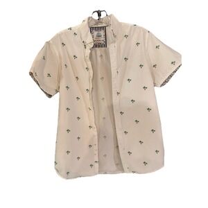 Denim & Flower Ricky Singh Palm Tree Print Button Front Shirt Size Small